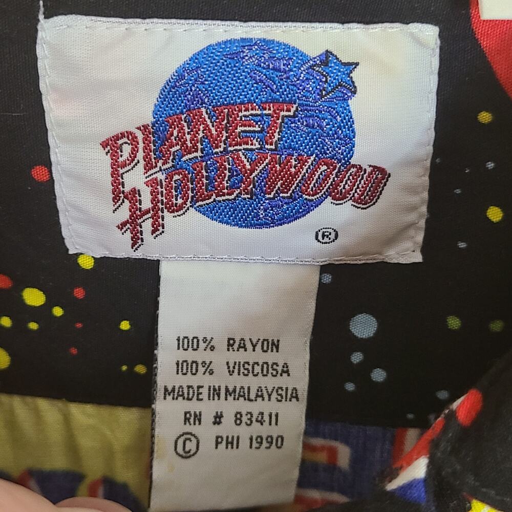Planet Hollywood Men's Collared Short Sleeve Shirt Size XL Black Galactic Print - Picture 6 of 9